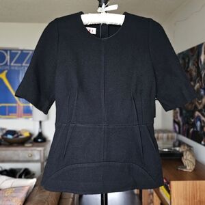 MARNI Peplum Short Sleeve 100% Virgin Wool Top